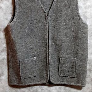 Capistrano Gray Wool V-Neck Zip Up Sweater Vest Academia Women’s Size 18